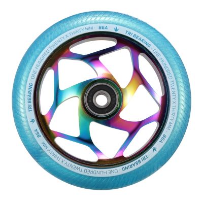Tri Bearing Scooter Wheel - 120mm/30mm - Oil Slick/Teal