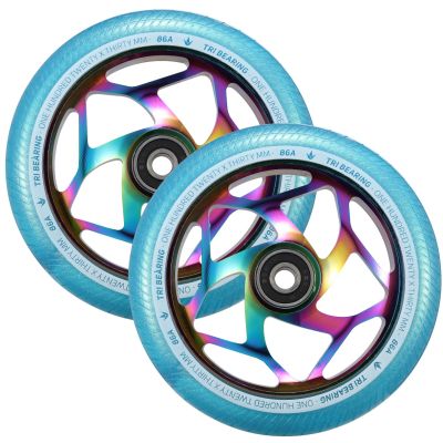 Tri Bearing Scooter Wheel - 120mm/30mm - Oil Slick/Teal