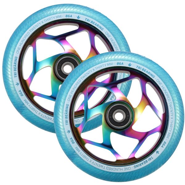 Tri Bearing Scooter Wheel - 120mm/30mm - Oil Slick/Teal